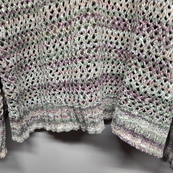Mod Lusive Crochet Sweater Women Size XL Pink Green Open Knit Boho Grunge Fall - Picture 4 of 8